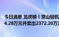 今日消息 龙虎榜丨京山轻机今日跌停，深股通专用买入1924.28万元并卖出2372.20万元