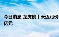 今日消息 龙虎榜丨禾迈股份今日涨停，机构合计净买入1.61亿元