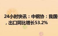 24小时快讯：中钢协：我国一季度钢材进口同比减少40.5%，出口同比增长53.2%