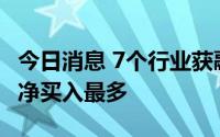 今日消息 7个行业获融资净买入，传媒行业获净买入最多