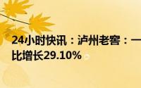 24小时快讯：泸州老窖：一季度归母净利润37.13亿元，同比增长29.10%