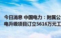 今日消息 中国电力：附属公司与关联方上海成套院就平圩三电升级项目订立5616万元工程总承包合同