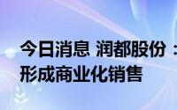 今日消息 润都股份：目前公司合成尼古丁已形成商业化销售