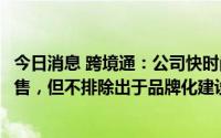 今日消息 跨境通：公司快时尚领域业务将继续专注于线上销售，但不排除出于品牌化建设的线下尝试