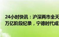 24小时快讯：沪深两市全天成交8959亿元，终结连续24日万亿阶段纪录，宁德时代成交额82.93亿元居首