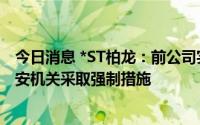 今日消息 *ST柏龙：前公司实际控制人陈伟雄、陈娜娜被公安机关采取强制措施