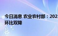 今日消息 农业农村部：2023年第19周生猪及猪肉价格同比环比双降