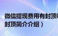 微信提现费用有封顶吗（微信提现手续费多少封顶简介介绍）