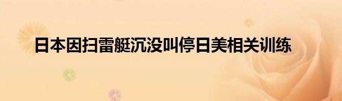 日本因扫雷艇沉没叫停日美相关训练