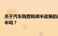 关于汽车购置税减半政策的最新动态：未来汽车购置税会减半吗？